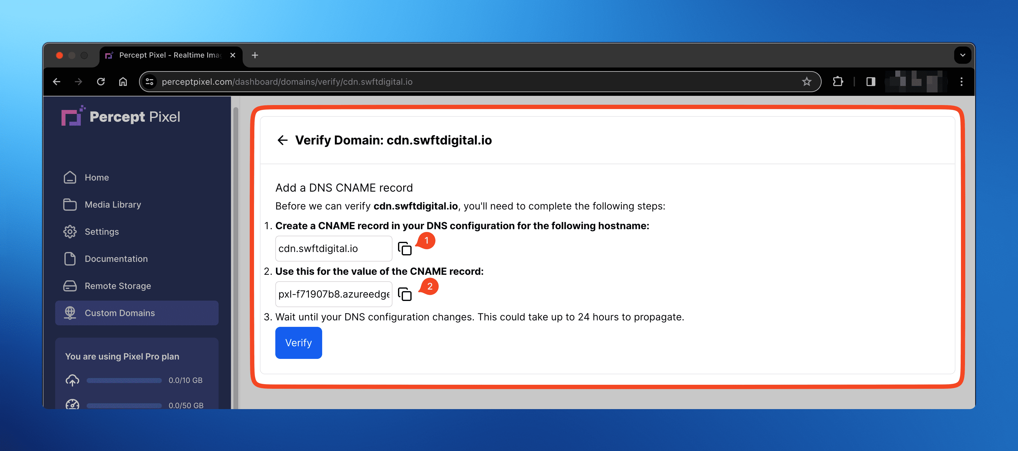 Verify Custom Domain