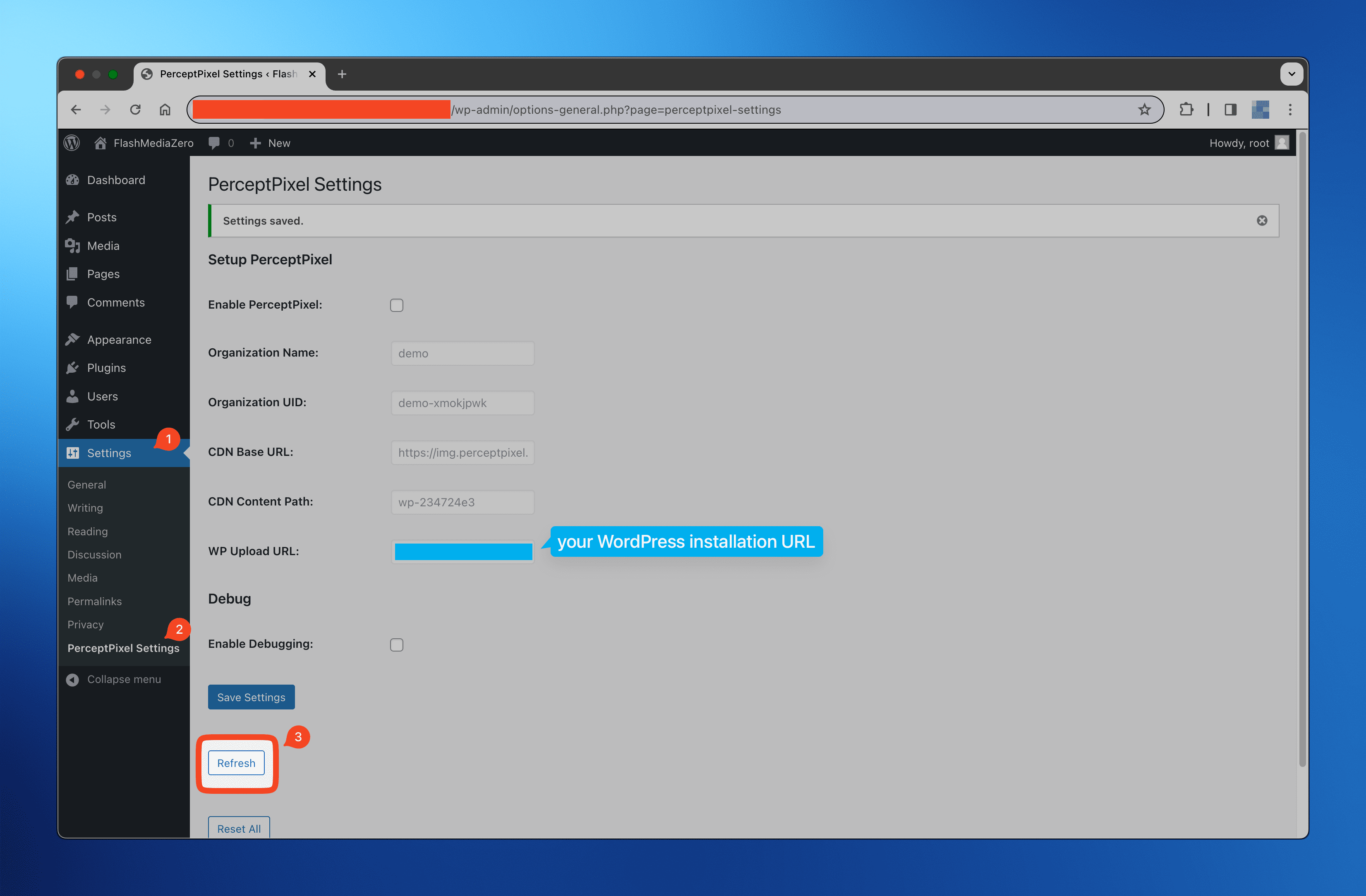 Refresh PerceptPixel Settings