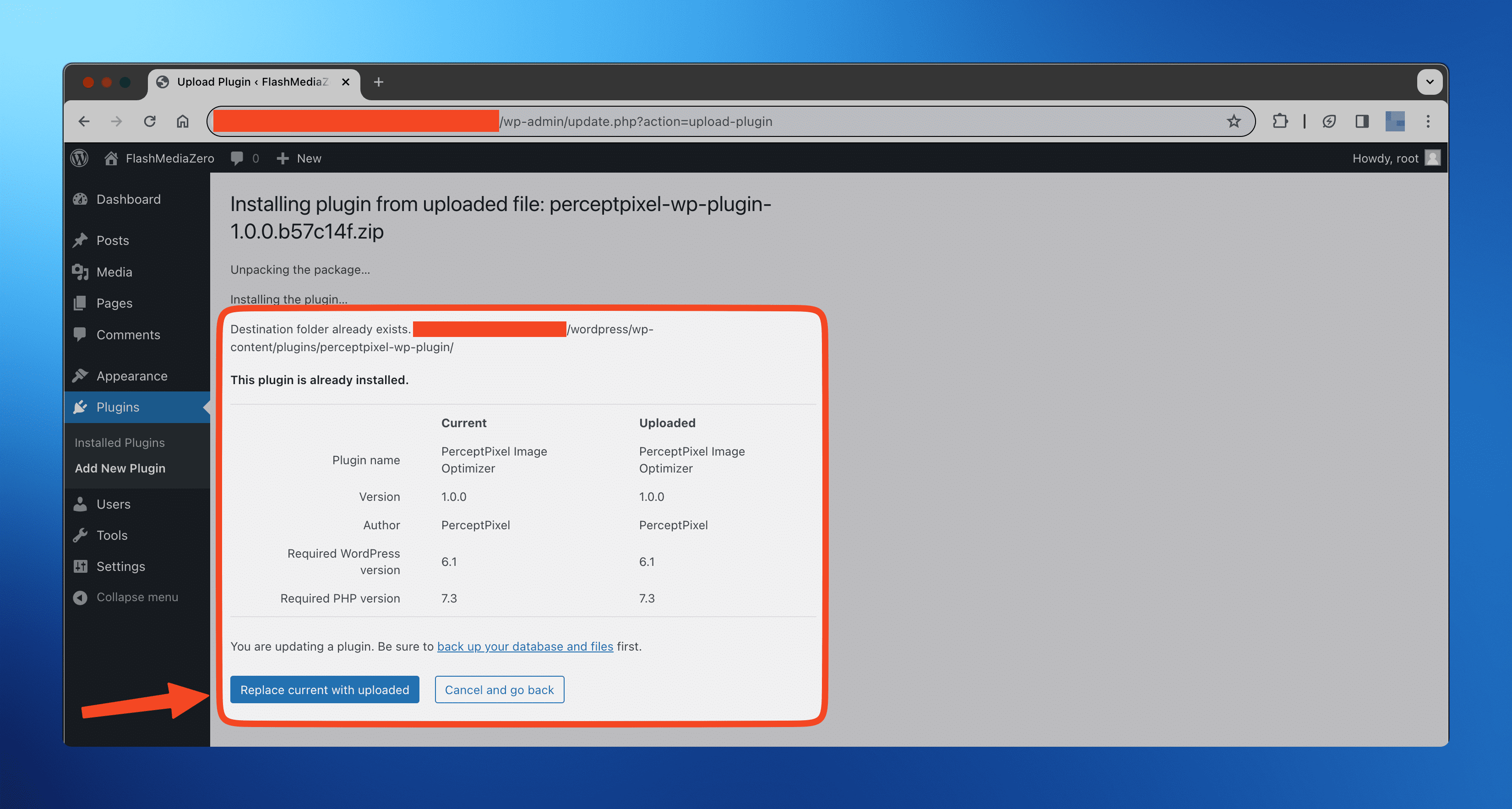 Upgrade Plugin warning messages