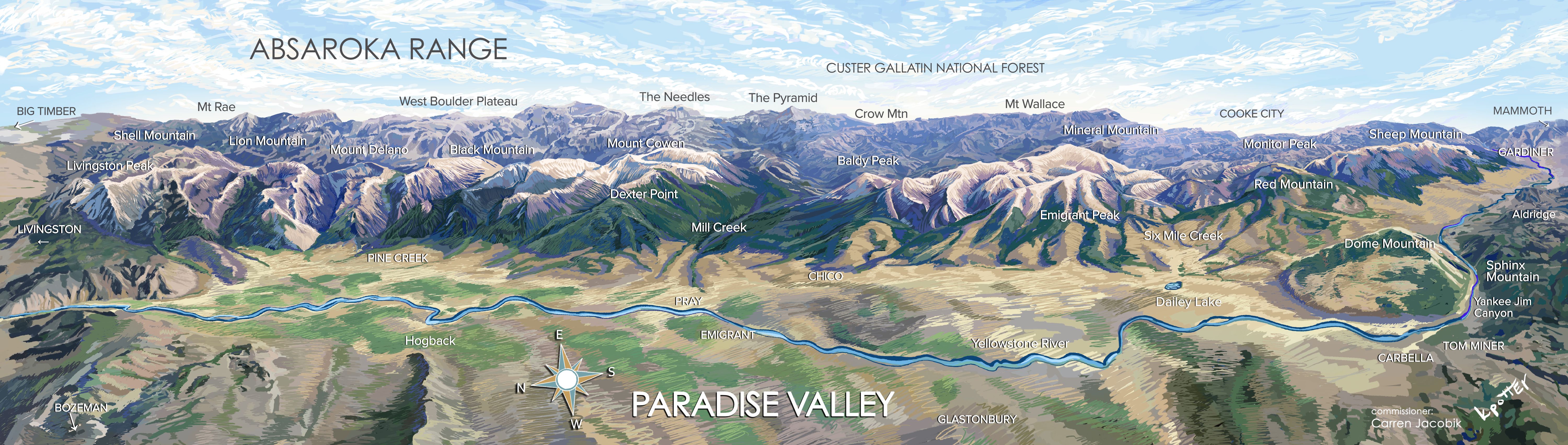Paradise Valley Panoramic Map by K Potter