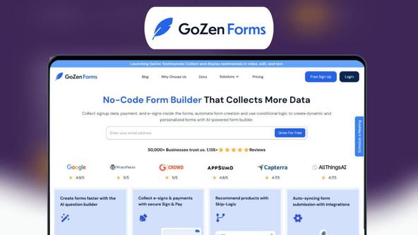 GoZen Forms Lifetime Deal | No-Code Form Builder Made Easy